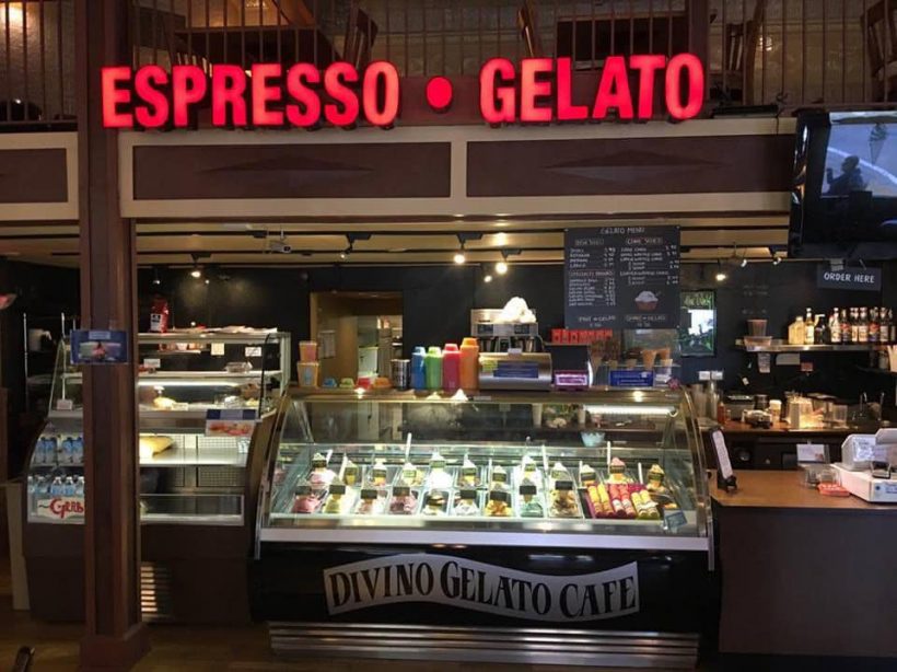 The inside of Divino Gelato cafe.