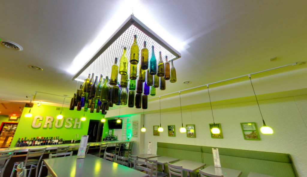 Inside the crush wine bar in downtown waukesha.