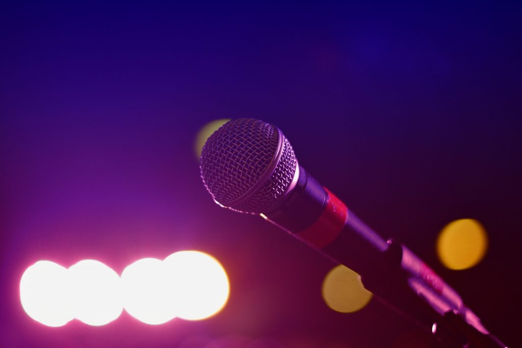 A microphone at karaoke at Mainstream bar & grill.