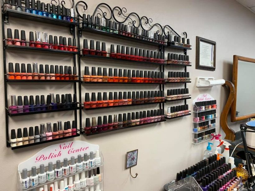 A wall of nailpolish at Bella Abinails and Spa.